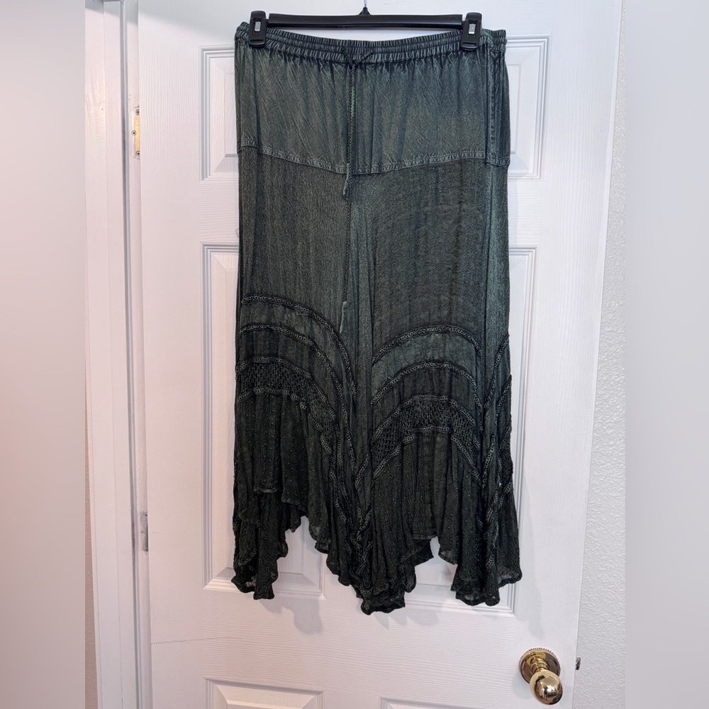 Olive Green Maxi Skirt - Free Size